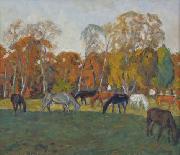 unknow artist A landscape with horses, painting